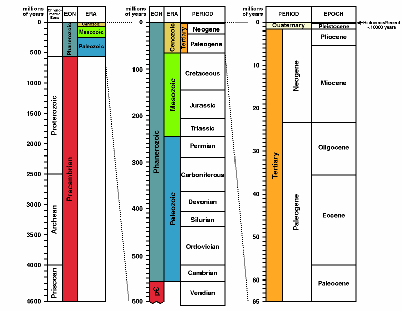 geologic time chart - Contact your instructor if you are unable to see or interpret this graphic.