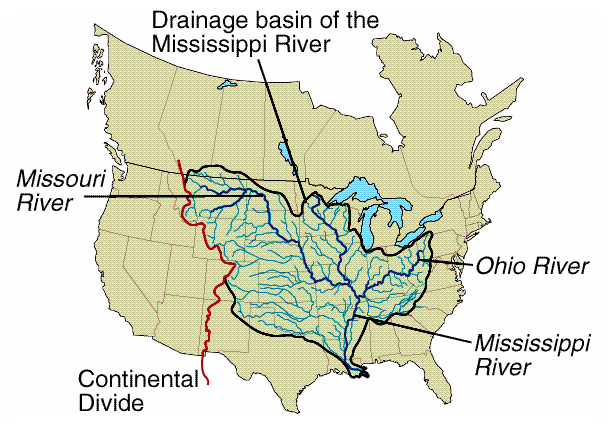 Миссури какой бассейн. Американский континентальный водораздел. Mississippi River basin. Миссисипи и Миссури на карте. Миссисипи на карте Северной Америки.