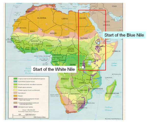 nile river location on world map