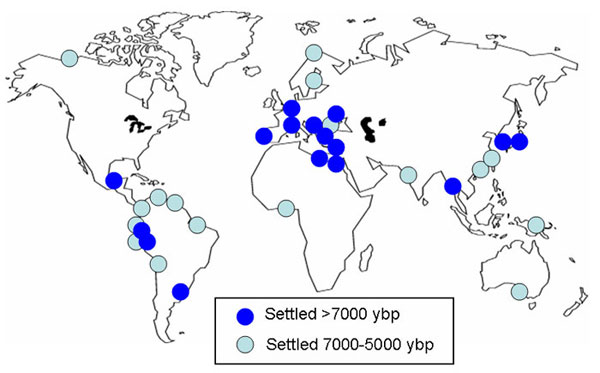 Distribution and Settlement of Holocene Deltas. Contact your instructor if you are unable to see or interpret this graphic.