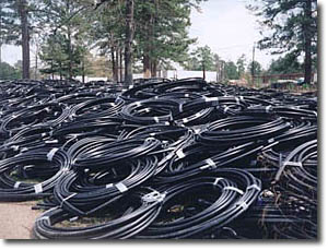 Picture of piles of geothermal tubing.