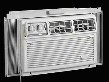 A small window air conditioner