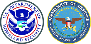 Department of Homeland Security and Department of Defense Homeland Defense logos