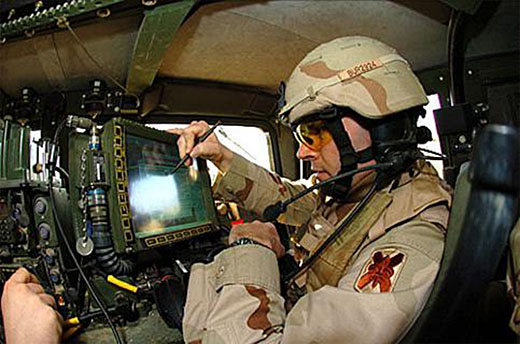 US Army Soldier using Blue Force Tracker